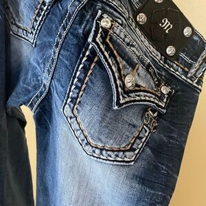 Miss Me Blue Jeans with Decorative Stitching